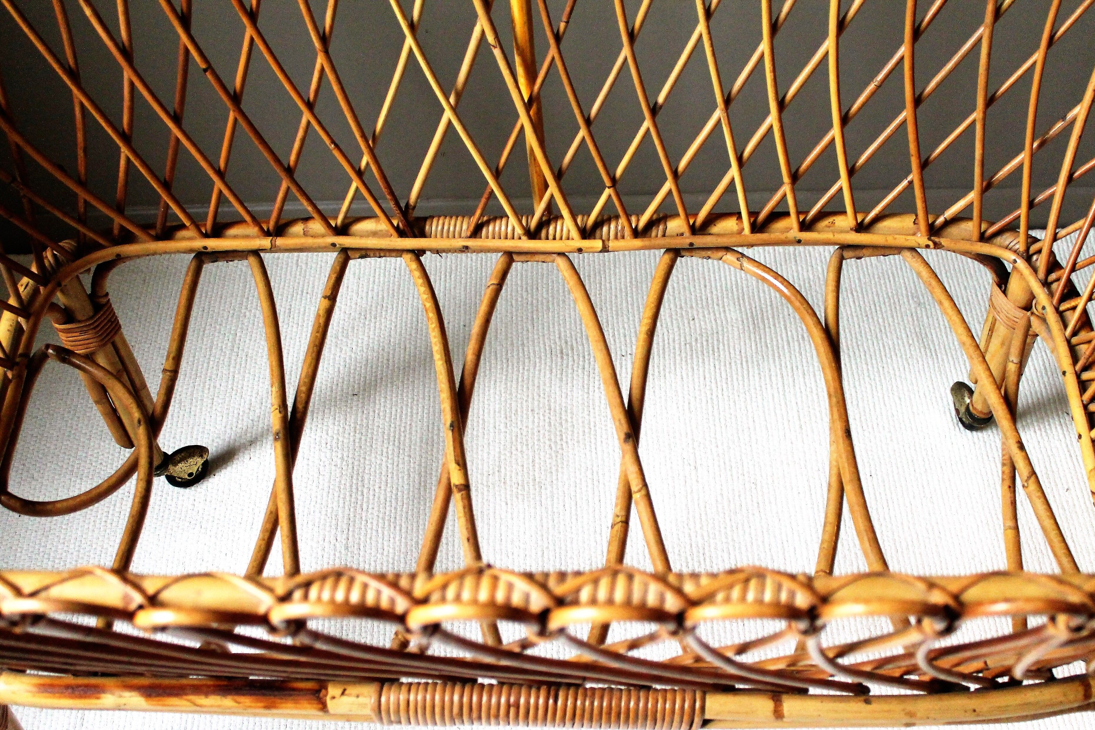 Vintage rattan cradle