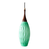 Vintage 1960s Portuguese Turquoise Opaline Glass Pendant Lamp