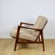 PRL armchair "Stefan" oak wood vintage beige - gold boucle - 3 pieces available