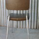 3 bronze-green faux leather chairs with chrome frames