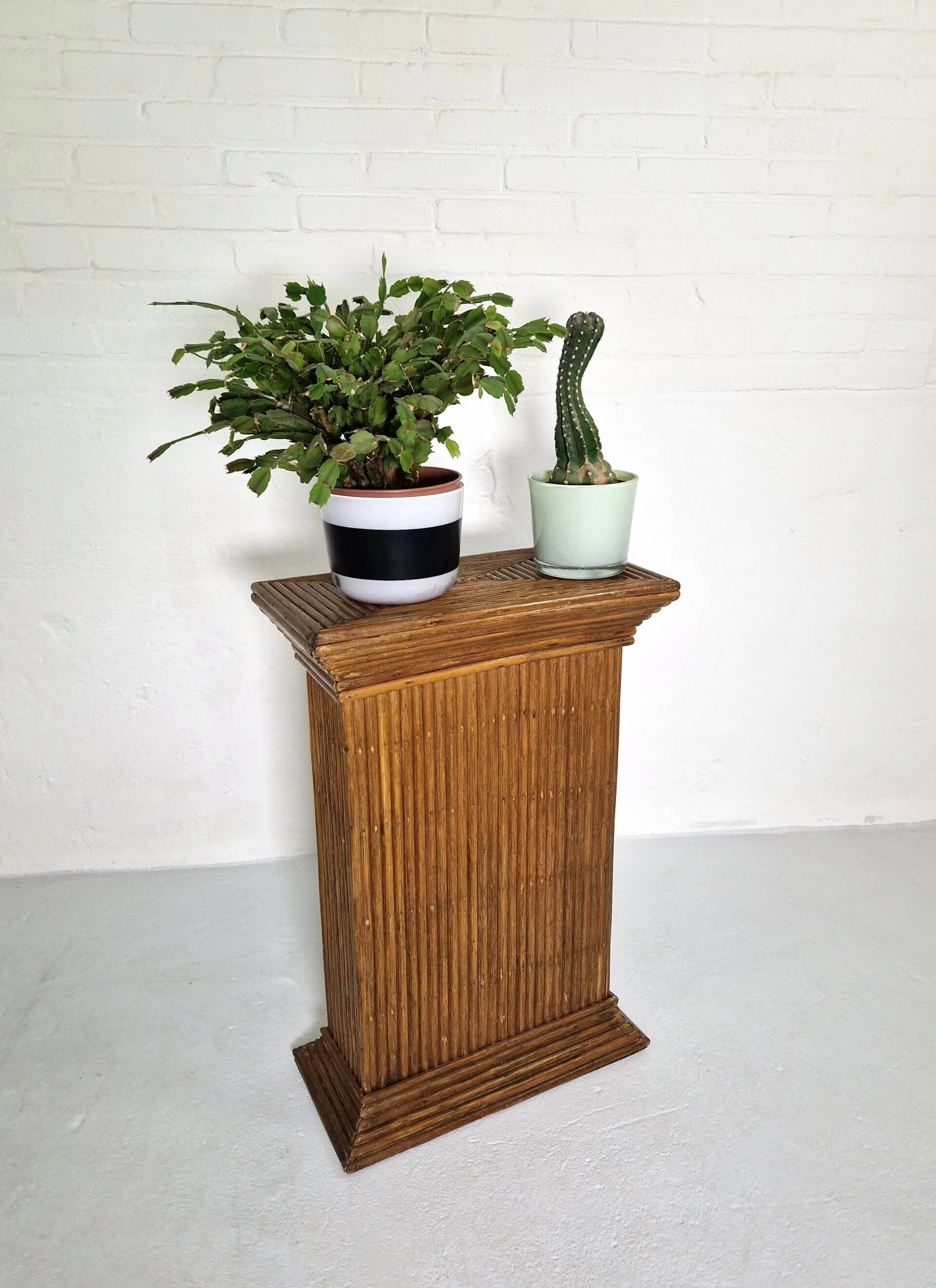 Gabriella Crespi style pencil reed planter stand, 1970s