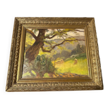 Painting on panel signed Raoul Dosque