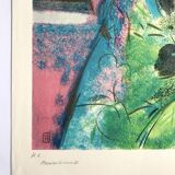 Claude manoukian woman with a bouquet, 1980. lithograph signed in pencil