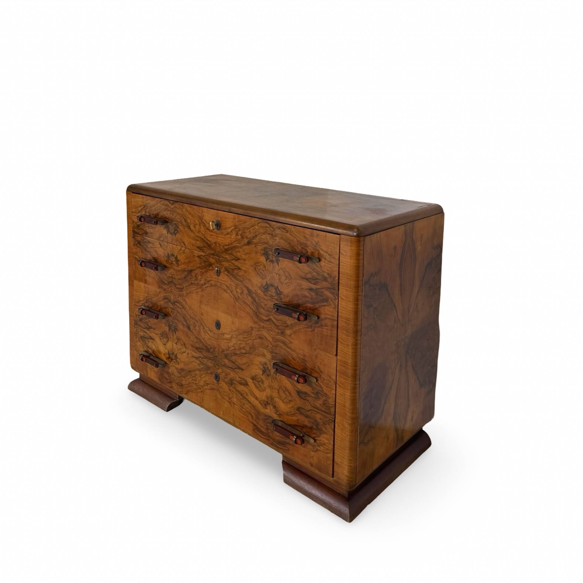 Walnut burl commode, Italian Art Deco, 1940s.