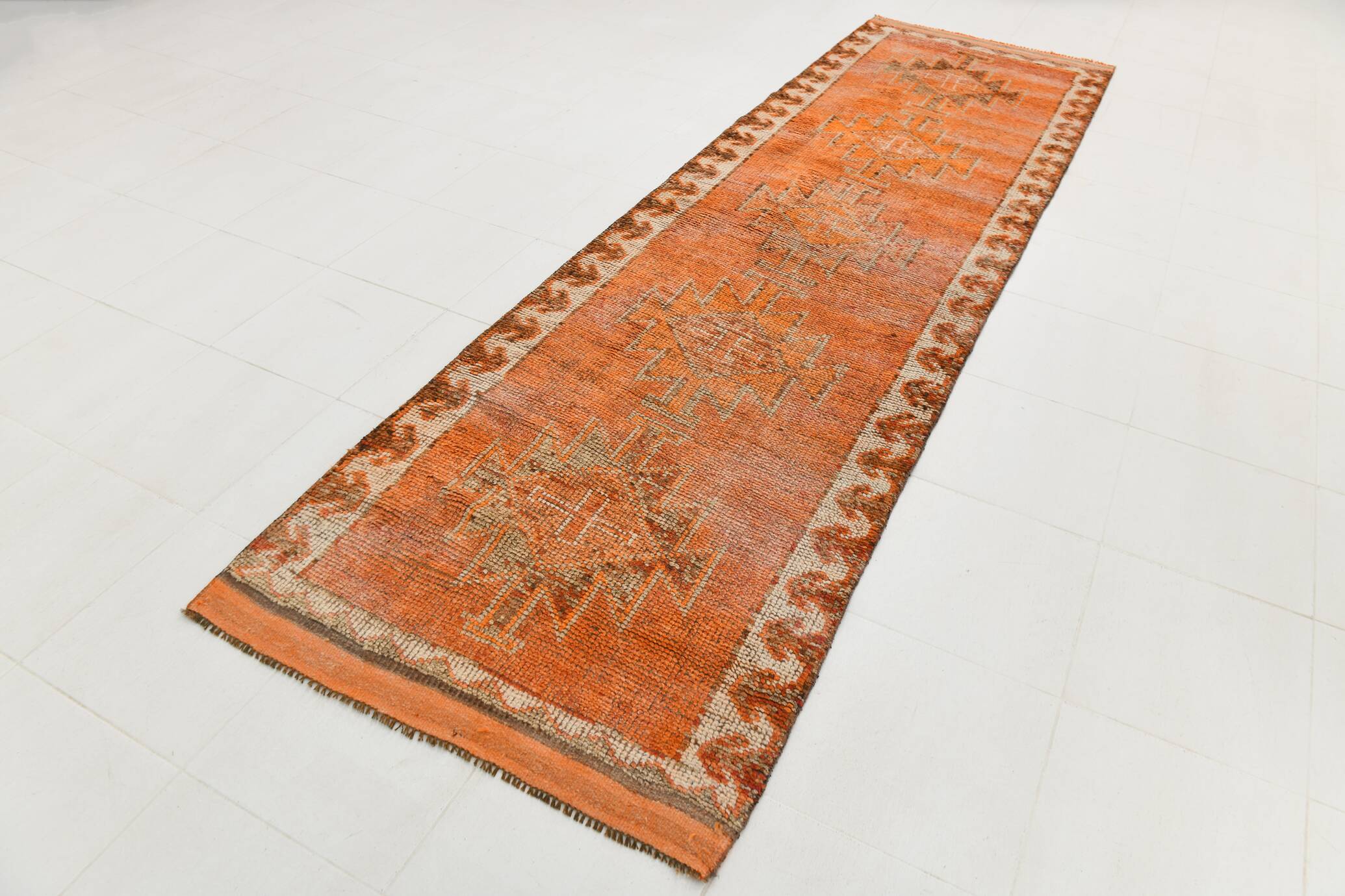 4x12 Sun Muted Vintage Runner, Long Wide Runner Rug, 107x368Cm