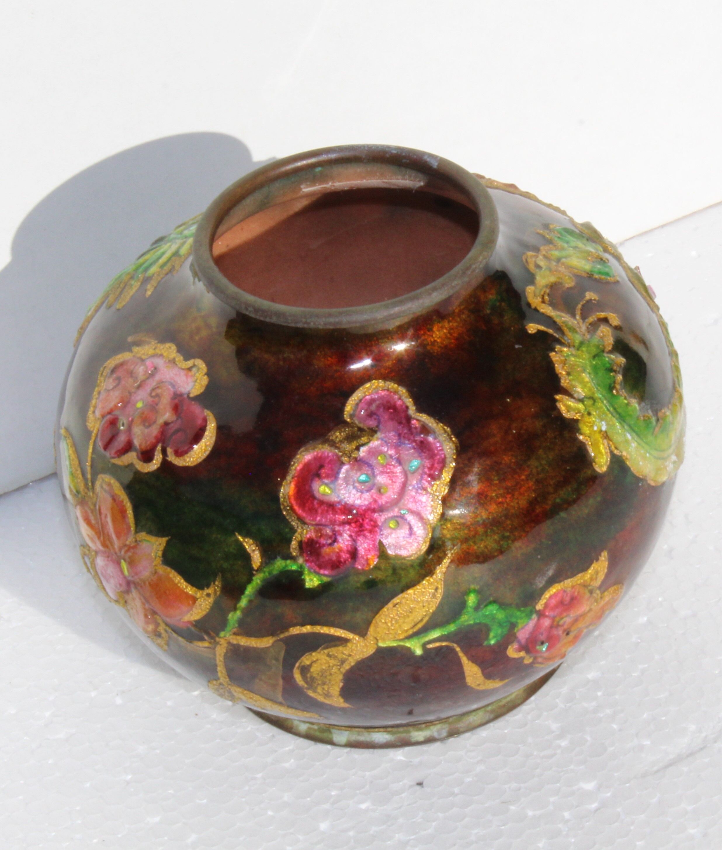 Vase boule enamels d'art limoges by Camille Fauré