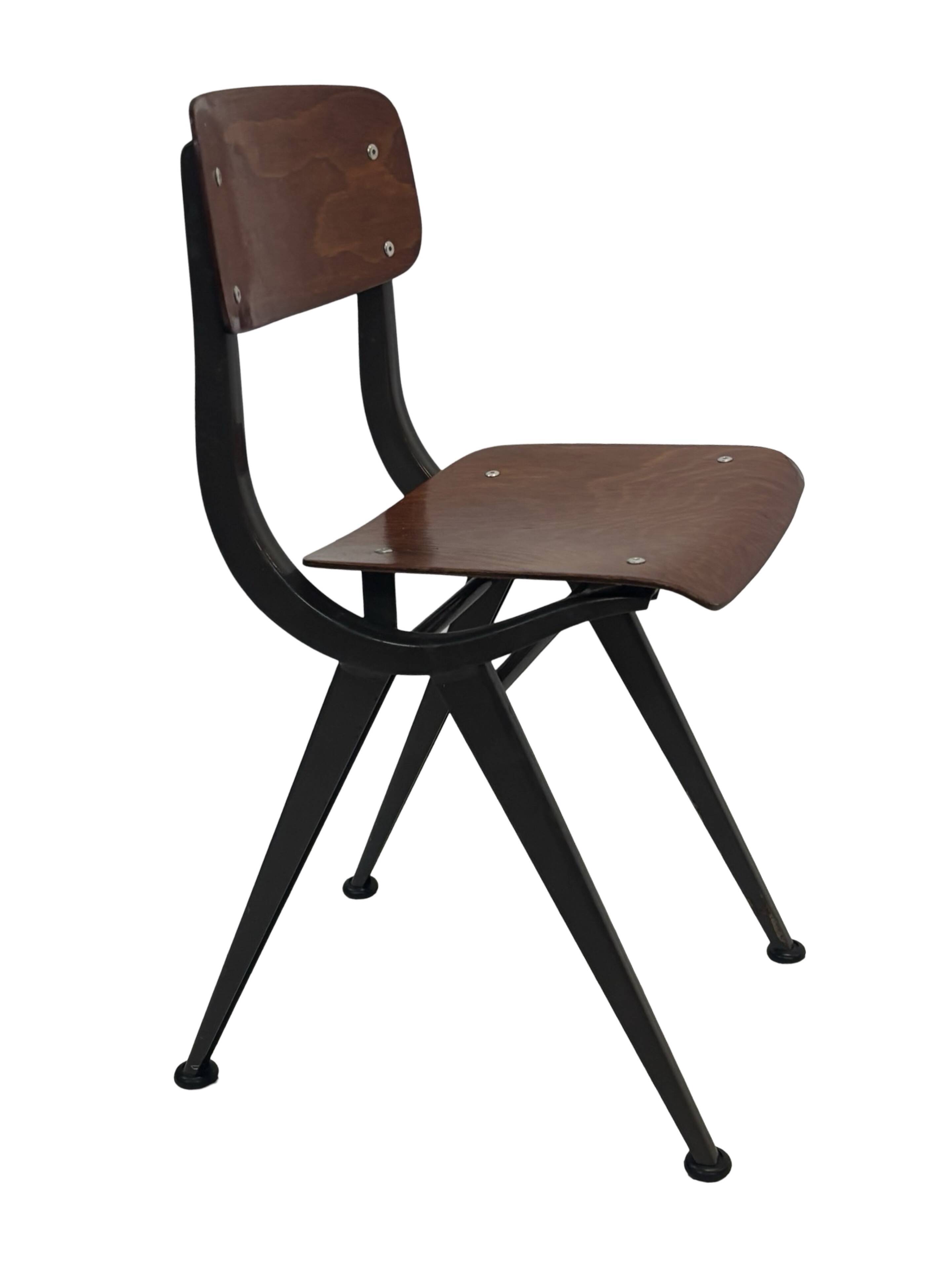 Vintage industrial children's chair, school chair, Dutch design