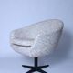 Fauteuil pivotant, tissu bouclé rouge et orange, années 1970