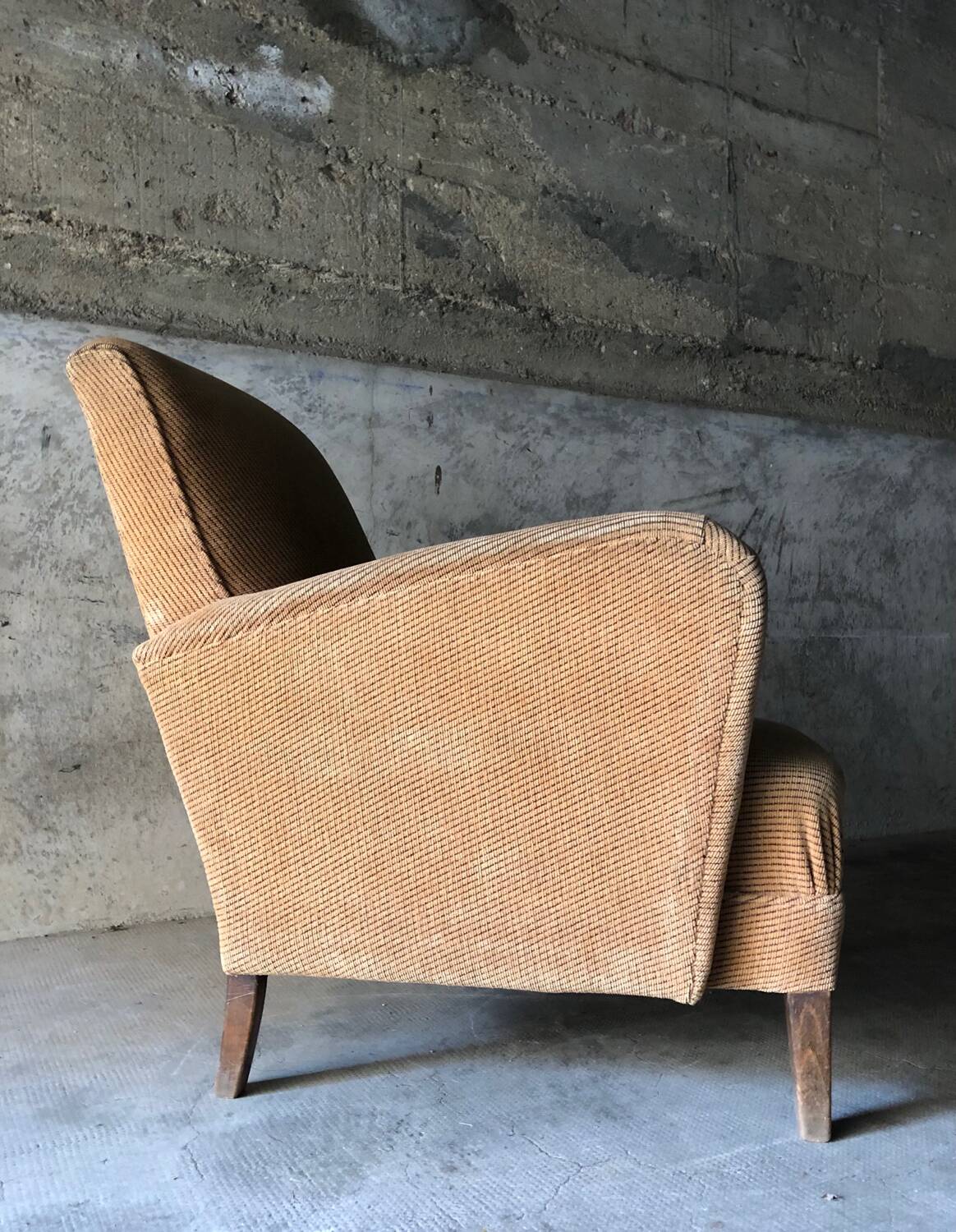 Armchair in wood and beige fabric, France 1940