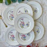 7 small vintage porcelain plates with floral pattern KG Luneville
