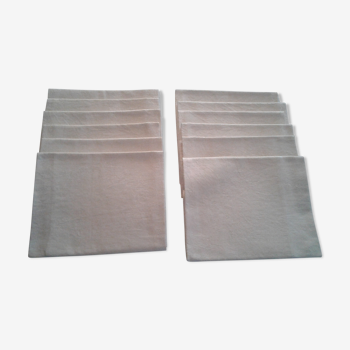 Set de 12 serviettes tissus damassé lin  soie décors feuillage et écusson