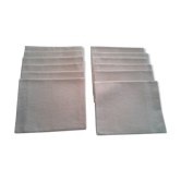Set de 12 serviettes tissus damassé lin  soie décors feuillage et écusson