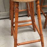Tabourets de bar bistrot en chêne et cuir