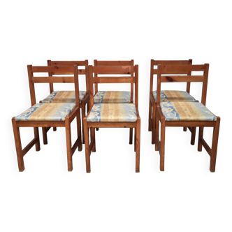 6 chaises maison regain pin vintage 1970