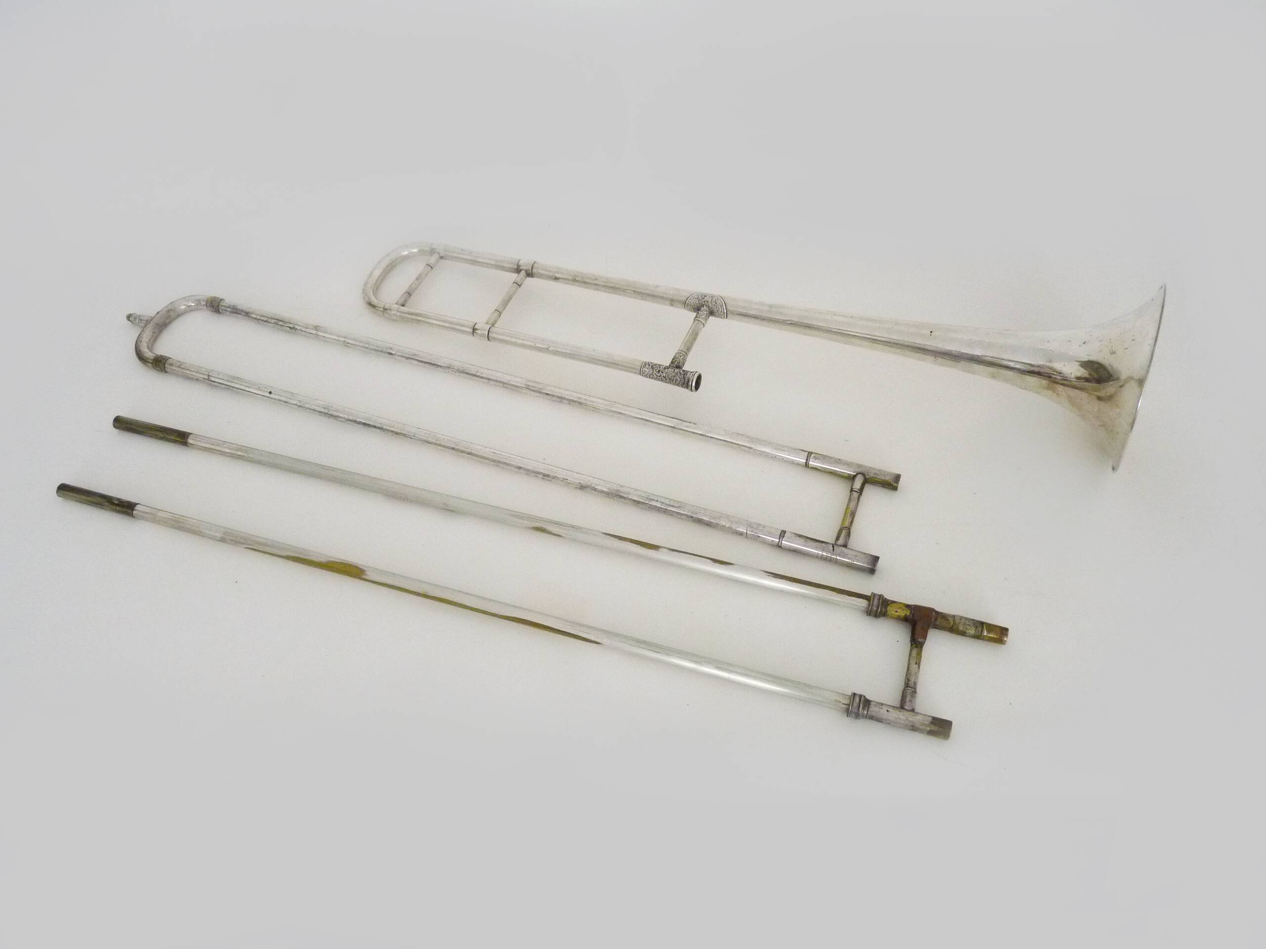 Vintage silver trombone by Antoine Courtois, Paris. 1824