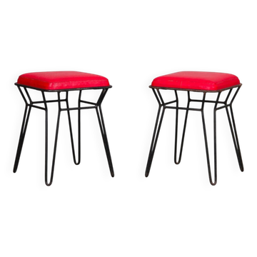 Pair of metal stools, circa 1960