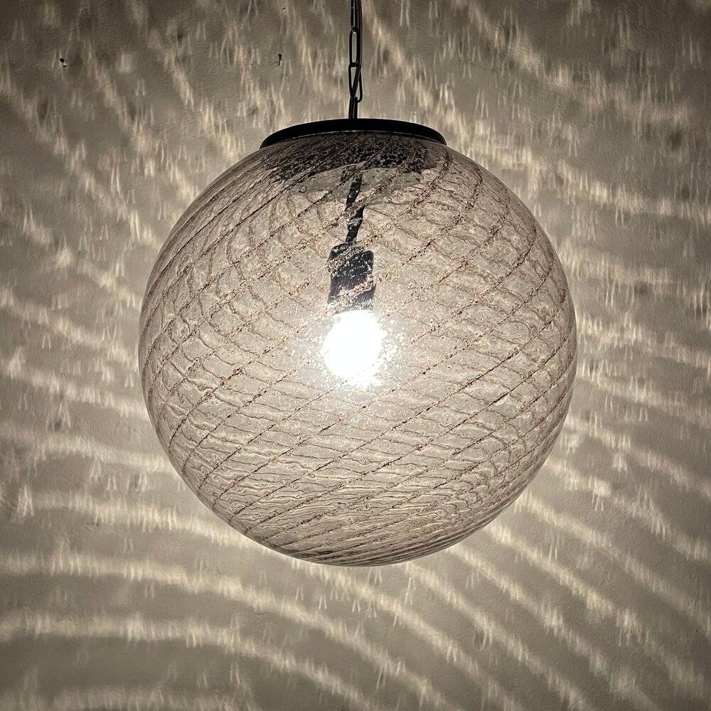 Vintage swirling Murano glass pendant lamp La Murrina, Italy, 1970s