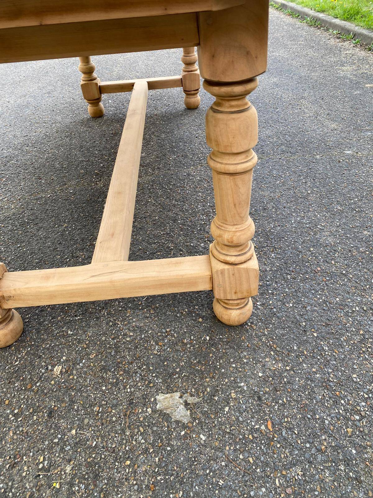 Renovated extendable farmhouse dining table made of solid wood, 200cm, 1950.