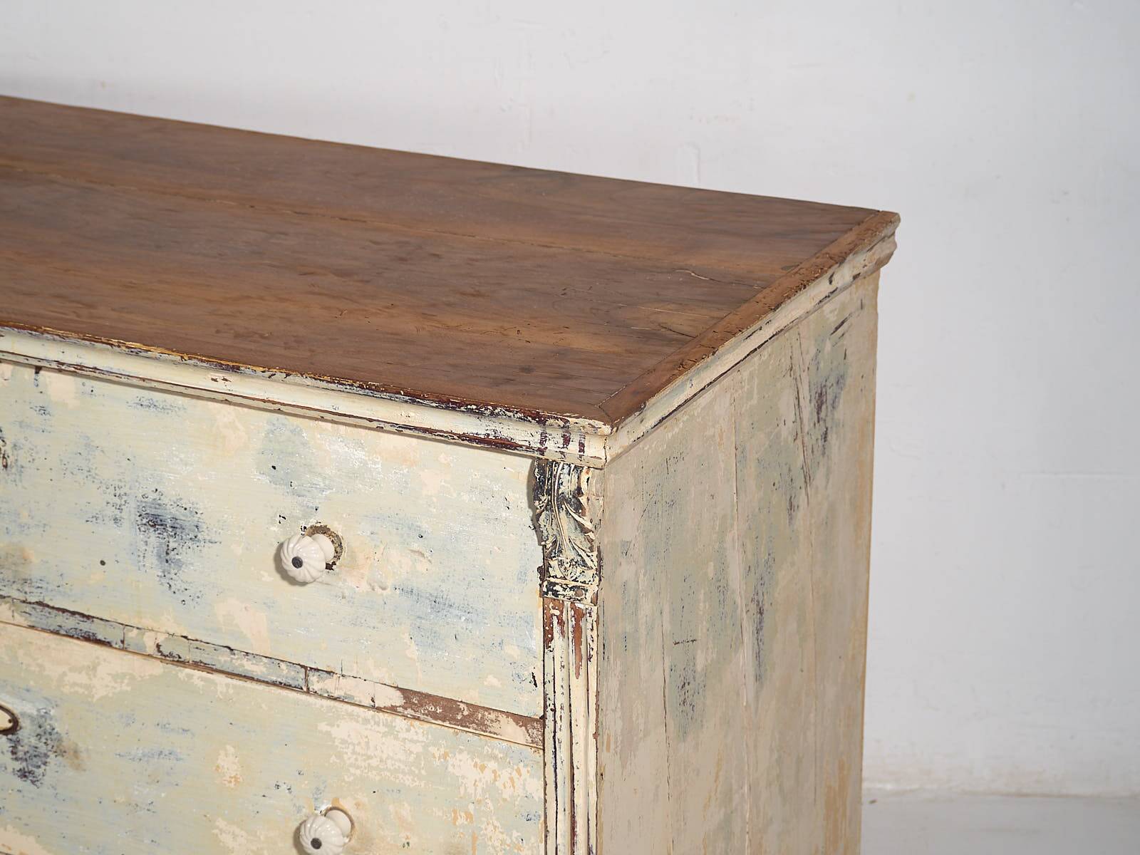 Antique chest of drawers with blue patina (c.1920) #17
