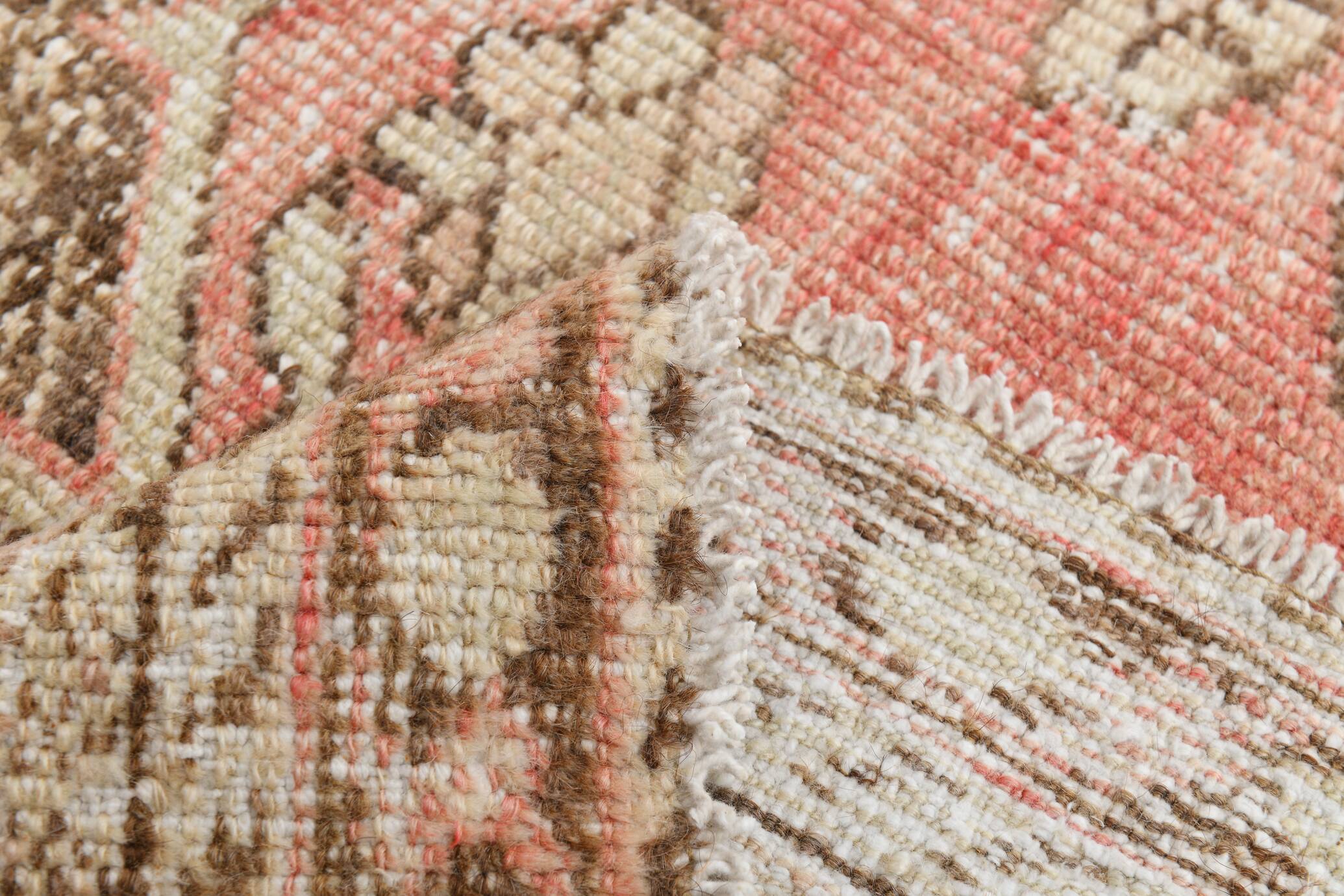 Pale Red & Brown Vintage Rug, 124x197Cm