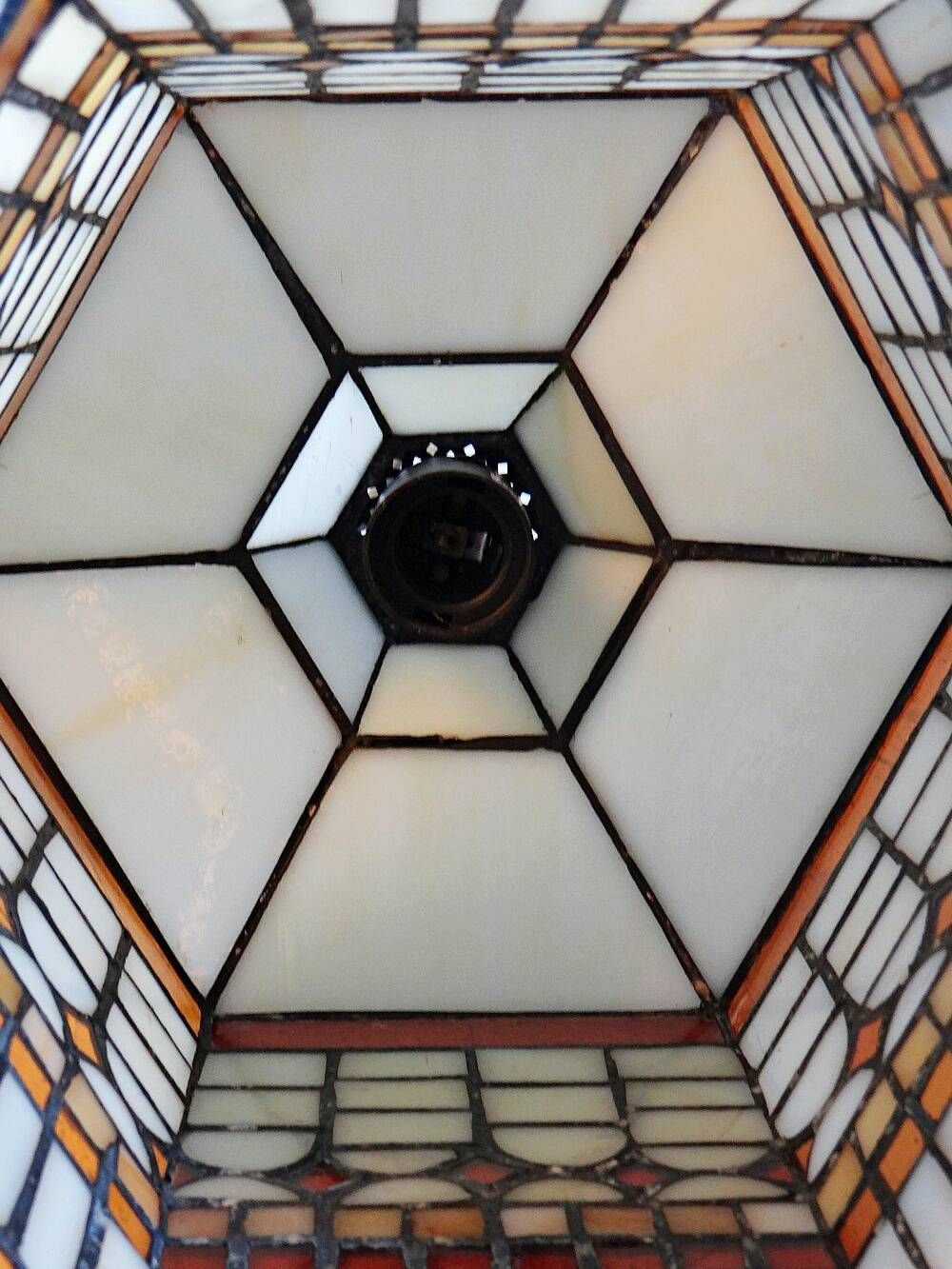Large vintage suspension Artistar in Tiffany stained glass style, circa 1998.