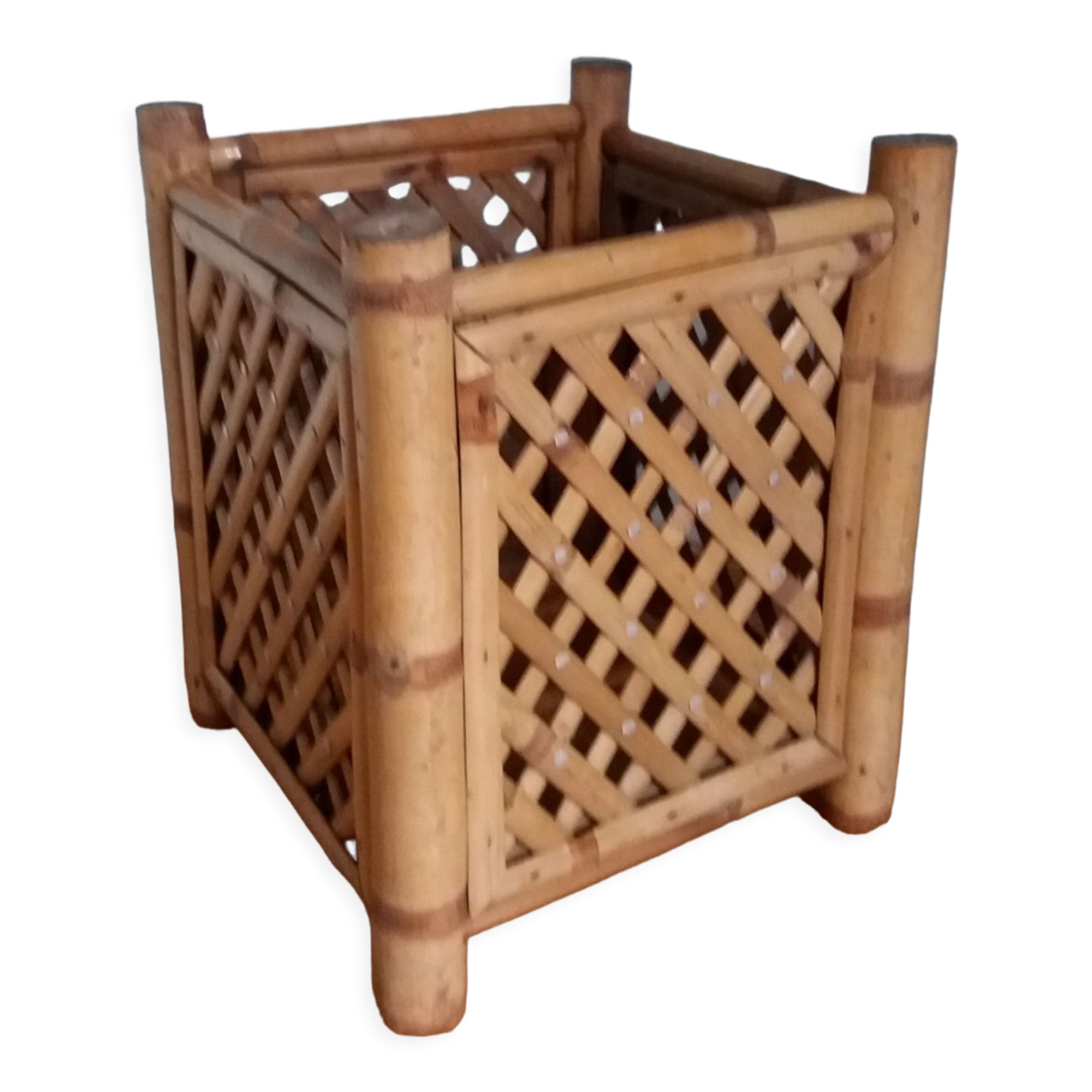 Cache pot large square bamboo