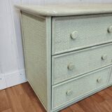 Vintage rattan chest of drawers and solid wood