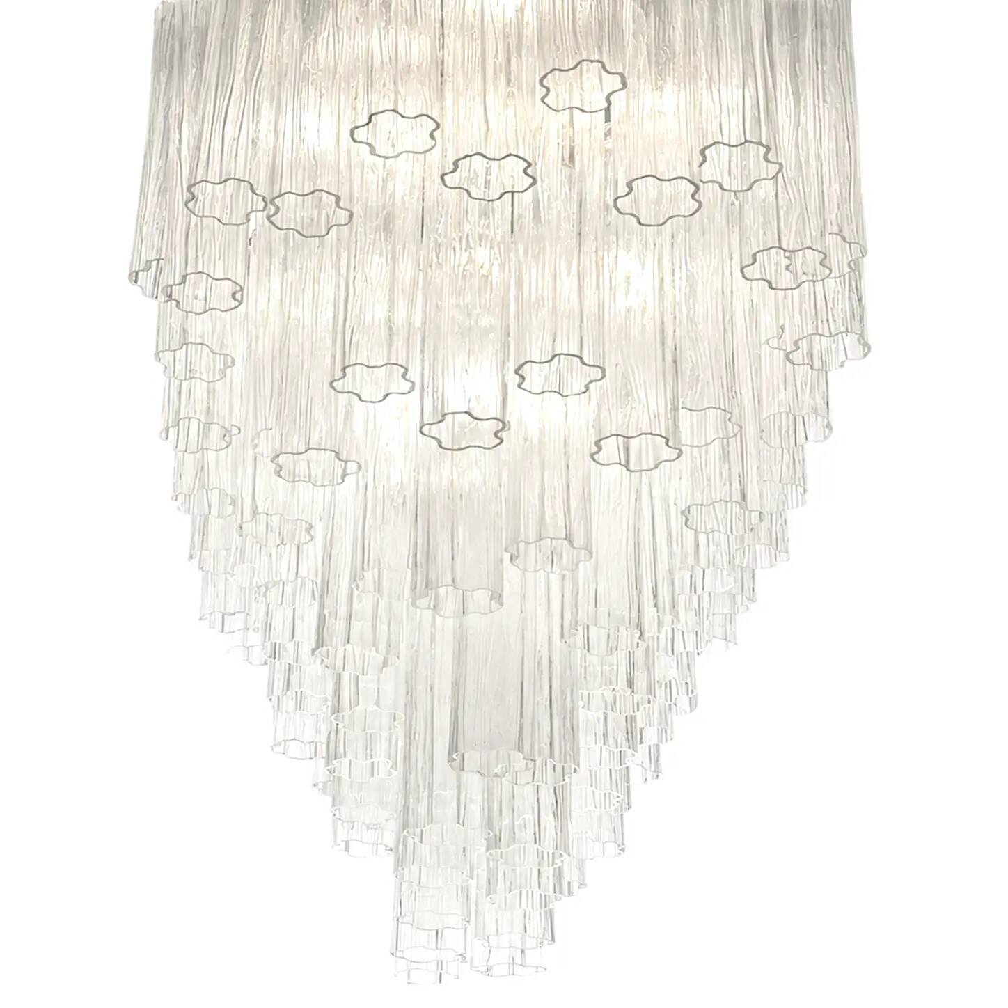 Elegant Italian Murano Glass Chandelier with Clear Tronchi Elements