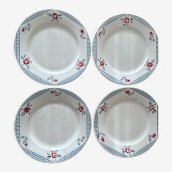 4 assiettes plates digoin & sarreguemines modèle "yves"