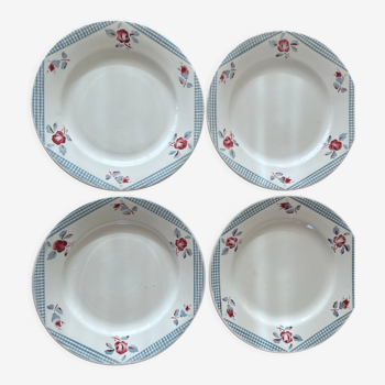 4 flat plates digoin & sarreguemines model "yves"
