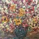 Oil on canvas - Bouquet of flowers with a knife Signed Paul Abouzit
