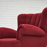 1960s, Danish relax armchair, original condition, red cotton/wool, oak wood.