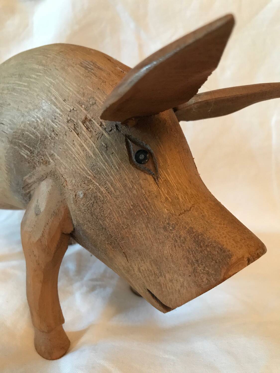 Natural wood pig sculpture Height 15cm Width 30cm