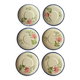 6 vintage Charolles dessert plates with hand-painted floral decor