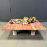 Angelo Mangiarotti red travertine coffee table for Up&Up, Italy