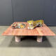 Angelo Mangiarotti red travertine coffee table for Up&Up, Italy