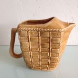 Rectangular ochre pitcher imitation wicker / vintage 60s-70s