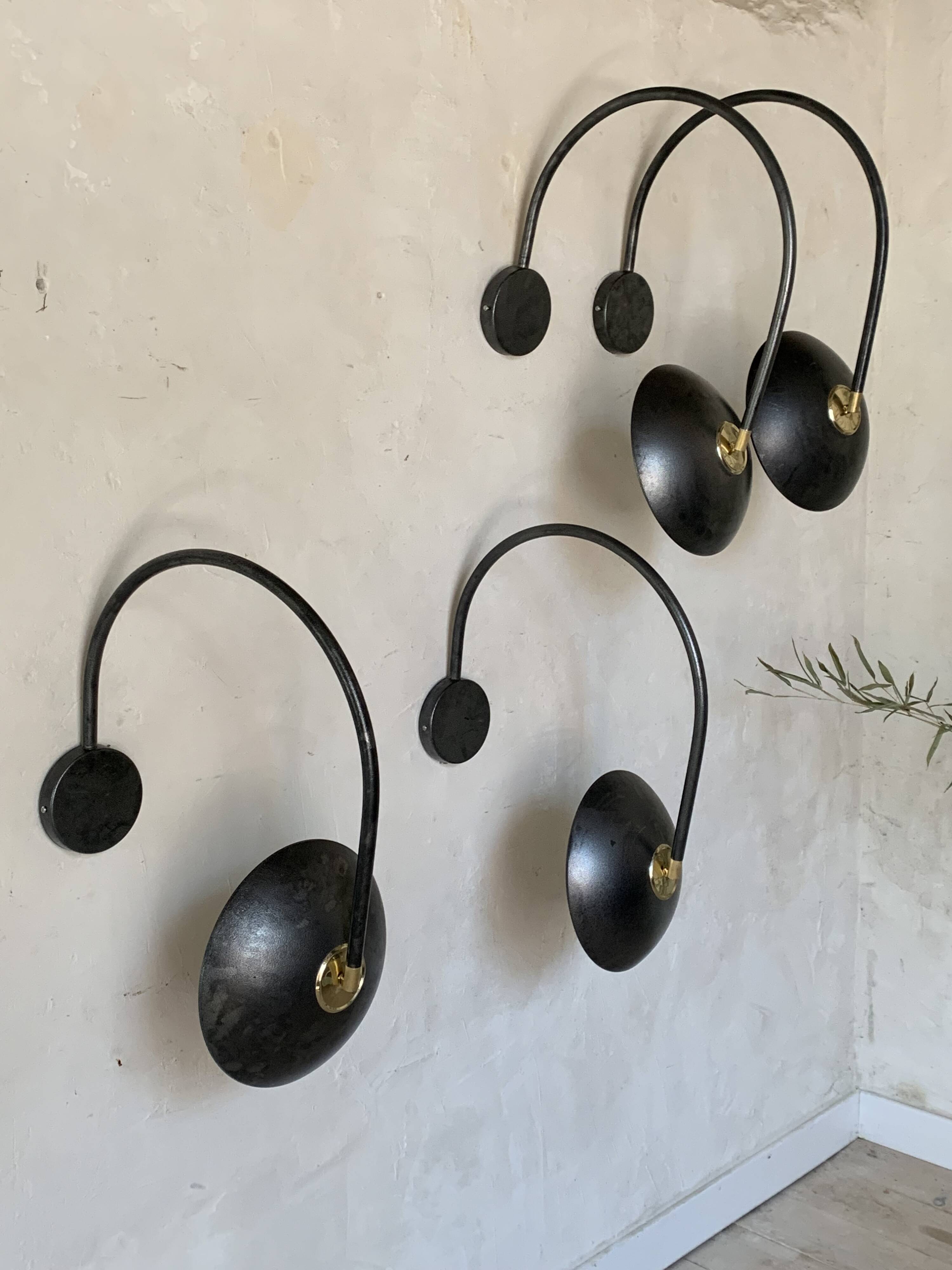 Pair of vintage black wall lights