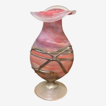 Lamp in glass paste and bronze signed Floréa Silviu