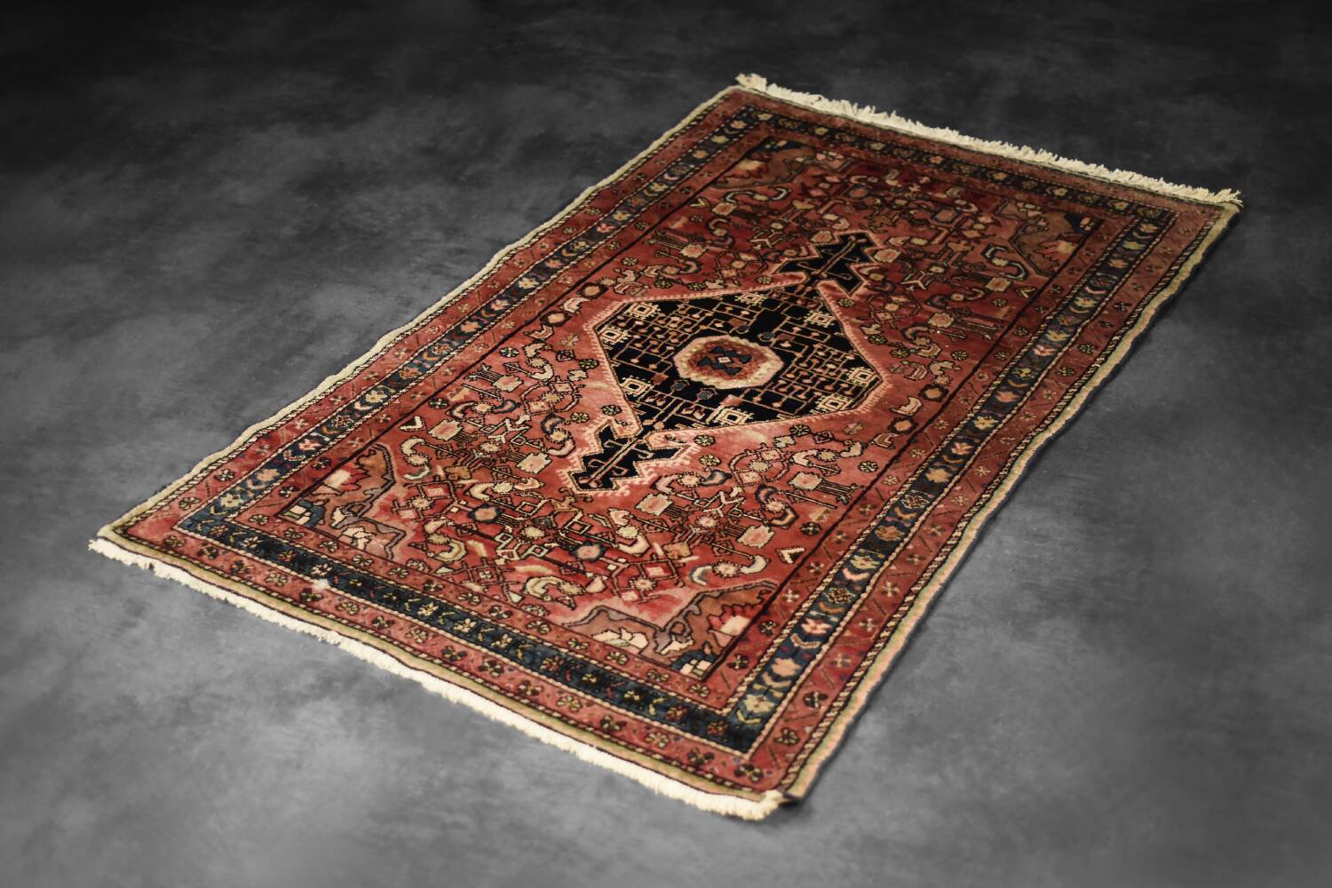 Vintage Hand-Woven Oriental Middle Eastern Zanjan Hamadan Rug, 1960s