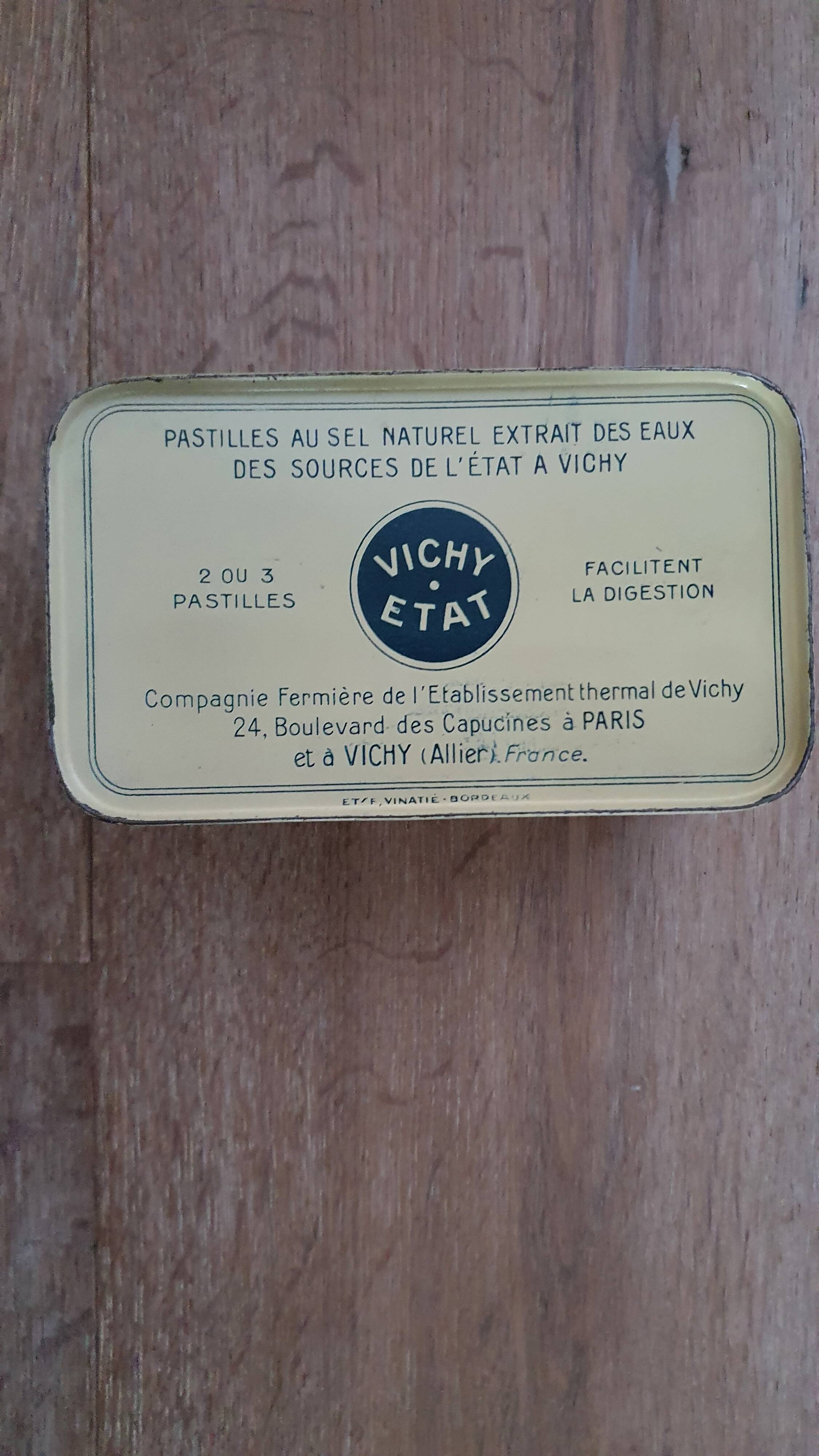 Old vichy pastilles metal box