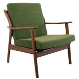 Mid century teak De Ster fauteuil 'Holtet' nieuwe bekleding
