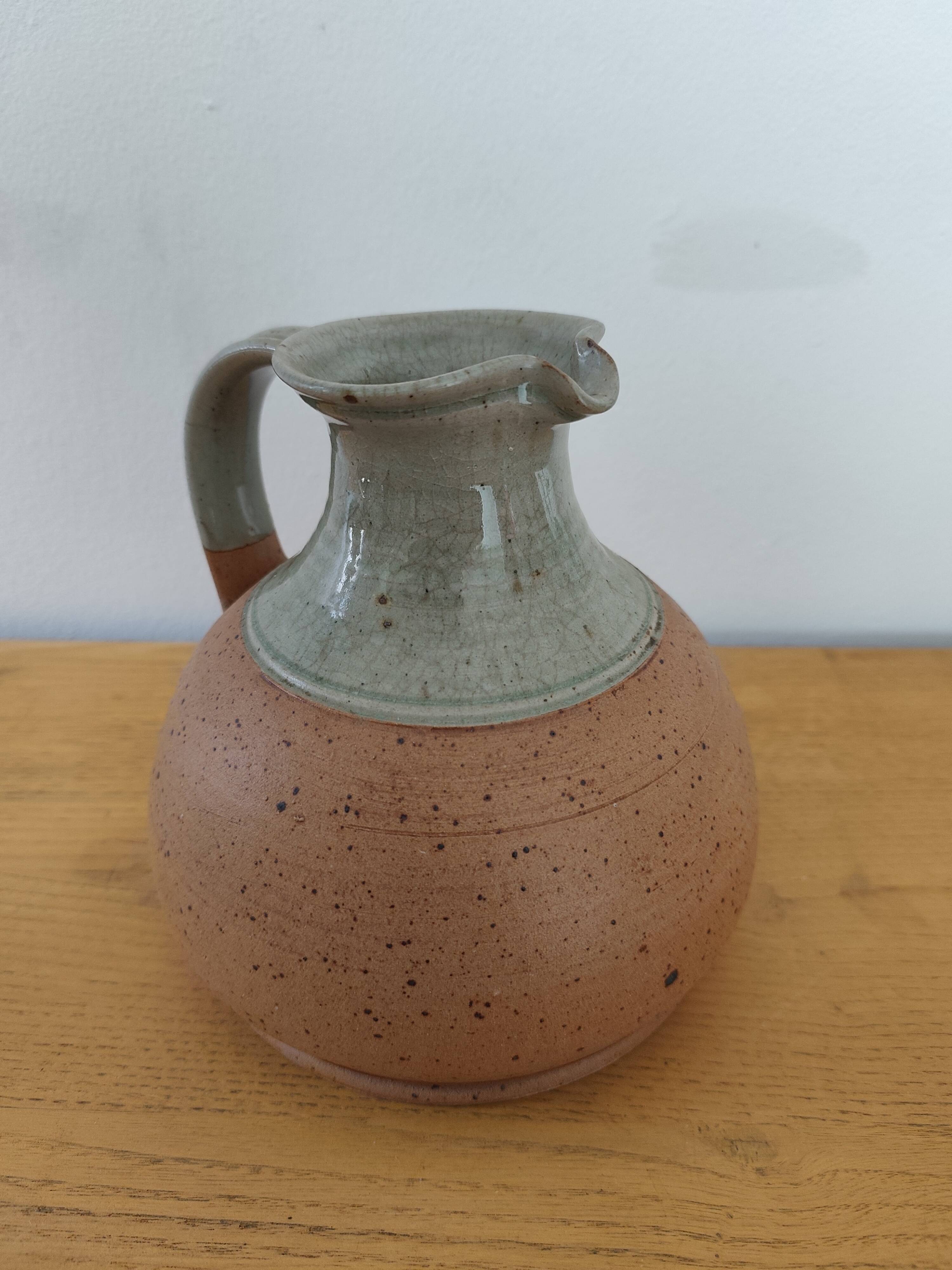 Stoneware and ceramic pitcher signed Roger Boureau