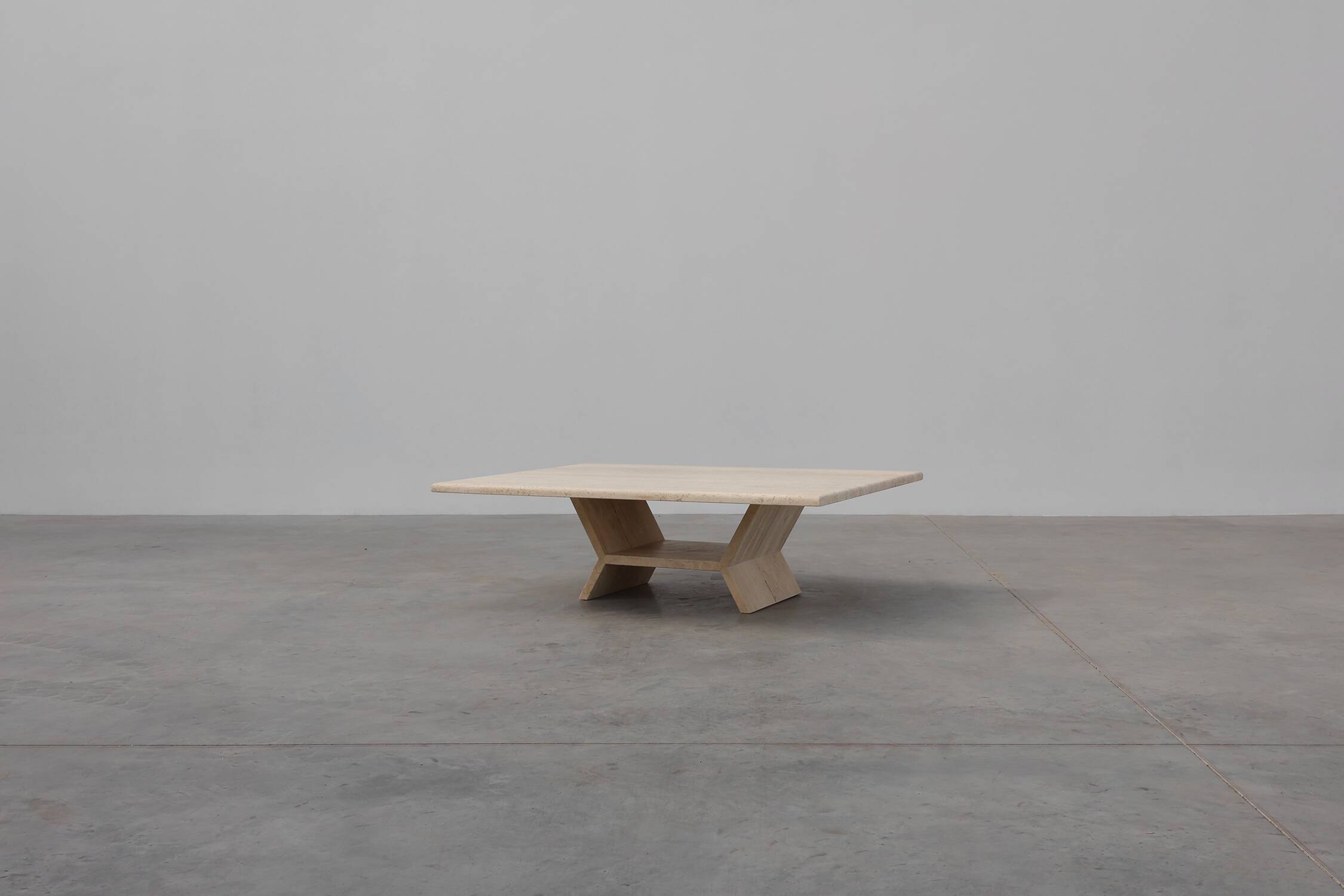 Sculptural geometric rectangular travertine coffee, Italy 1960s
