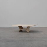 Sculptural geometric rectangular travertine coffee, Italy 1960s