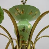 Neoclassical Style 8-Iight Italian Porcelain and Brass Chandelier, 1960s