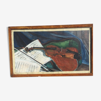 Gouache painting on violin paper 1958