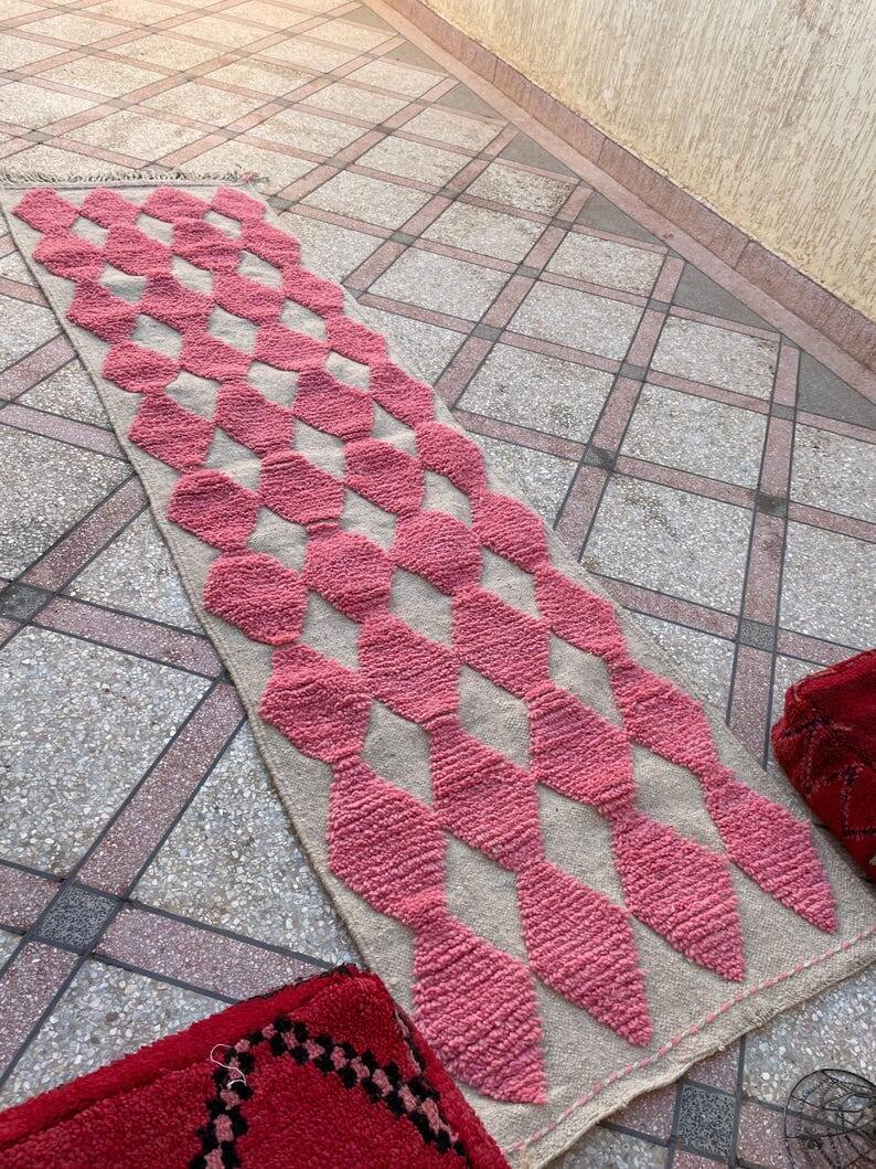 Handmade wool runner rug 400cm x 70cm