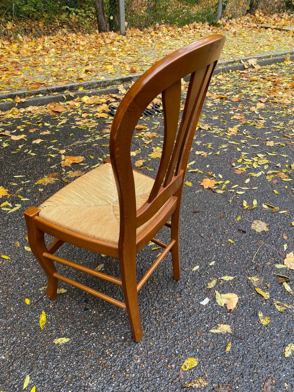 Chaise en bois massif paillées Louis Philippe