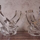 Paire de bougeoirs deux branches cristal